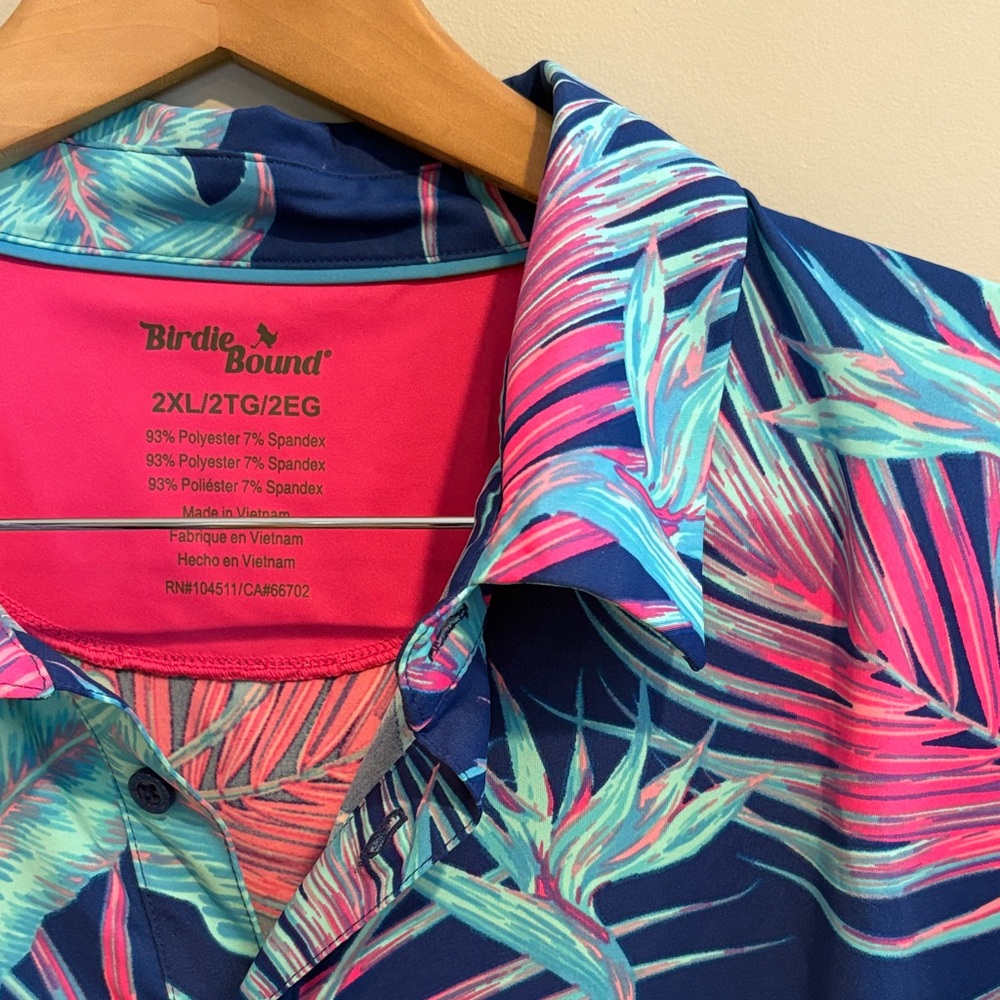 Birdiebound Tropical Leaf Print Polo - Picture 2 of 2